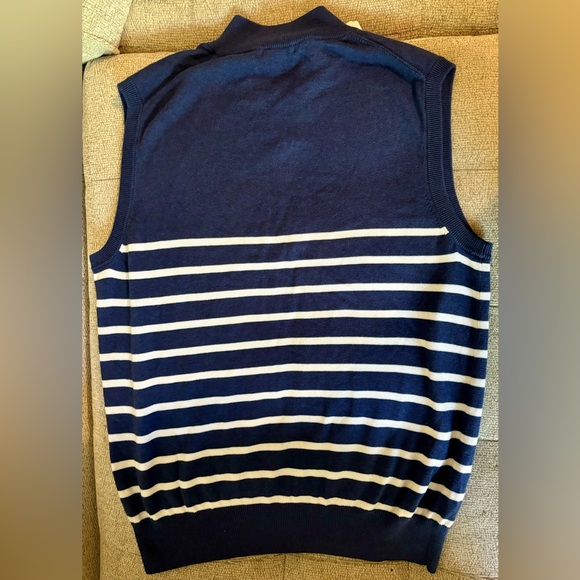 Turtleson Pima Cotton Ship Stripe 1/4 Zip vest - Size Medium - Picture 2 of 3
